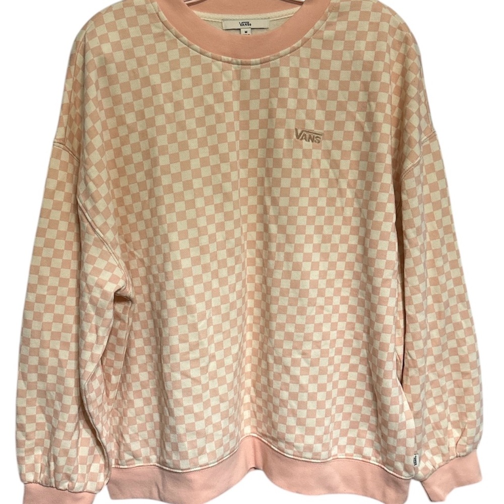 Vans Pink and Cream Checkerboard Crewneck Sweatshirt